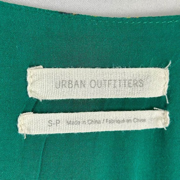 Urban Outfitters Epiphany Dress Women Small Green Mini Floral Iris Short Sleeves - Picture 9 of 10